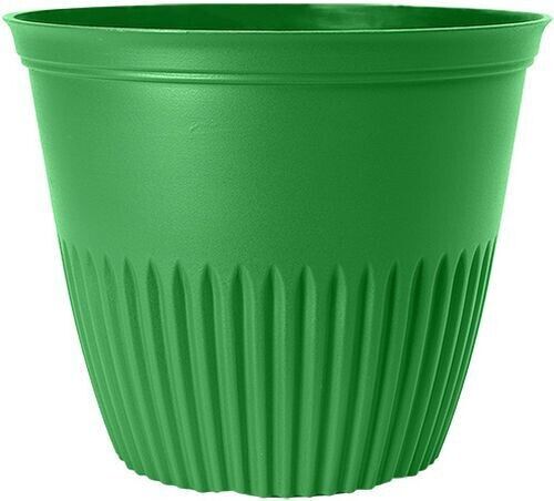 Set of 2 Pine Green Plastic Plant Pot 30cm Round Gloss 10L Garden Deco Planter