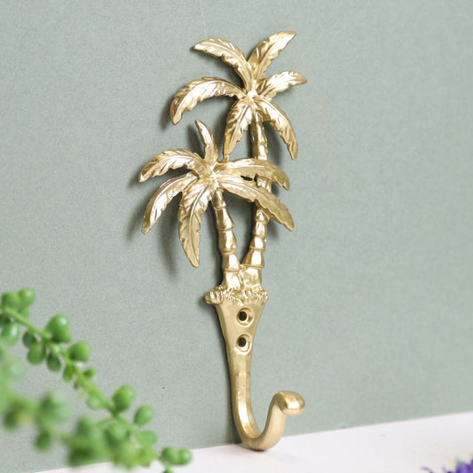 Palm Tree Gold Wall Hook Metal Clothes Scarf Leads Keys Hanger Home Decor Hooks