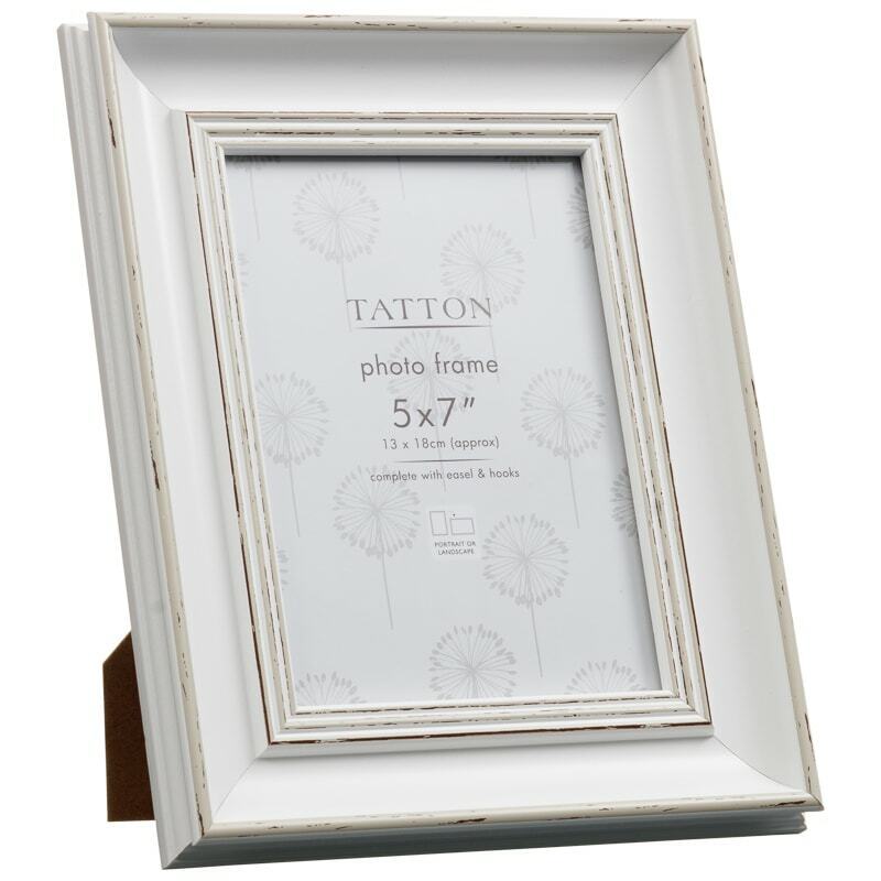 5 X 7 Inch Tatton Cream White Vintage Distressed Wooden Photo Picture Frame 