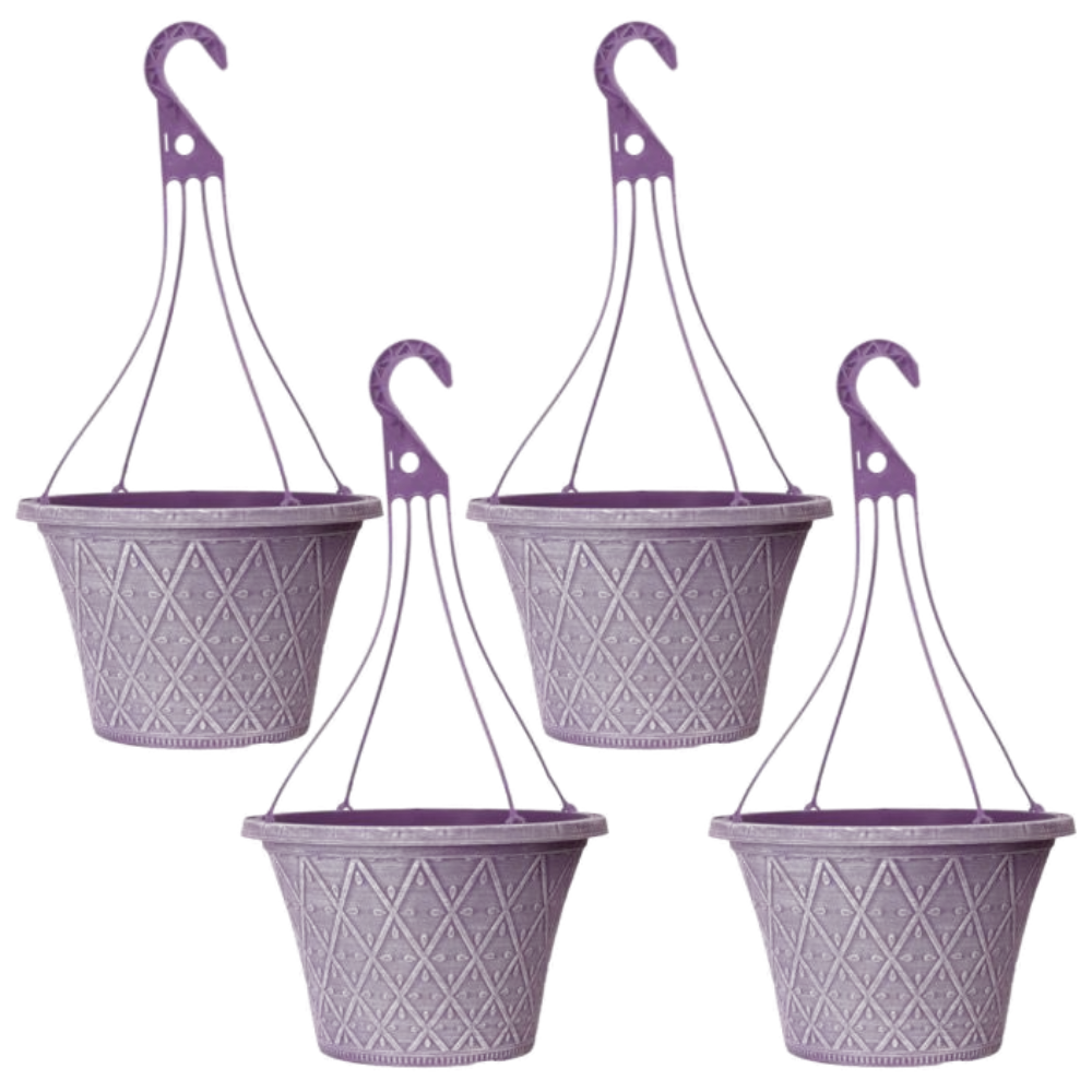 Hanging Baskets 4Pc 30cm 12In Purple Raisin Outdoor Planter Deco Outdoor Pot