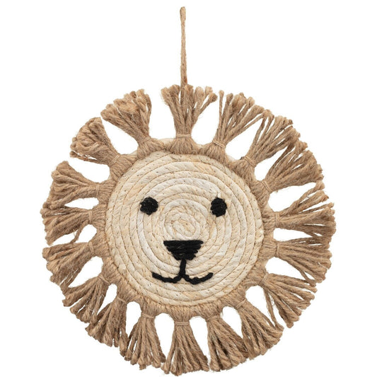 Natural Hanging Lion Face Plaque Macrame Wall Hanging Nursery Home Decor 25cm