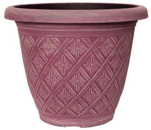 3pc Round 33cm Garden Plant Pot Woven Purple Blue Pink Flower Outdoor Planters