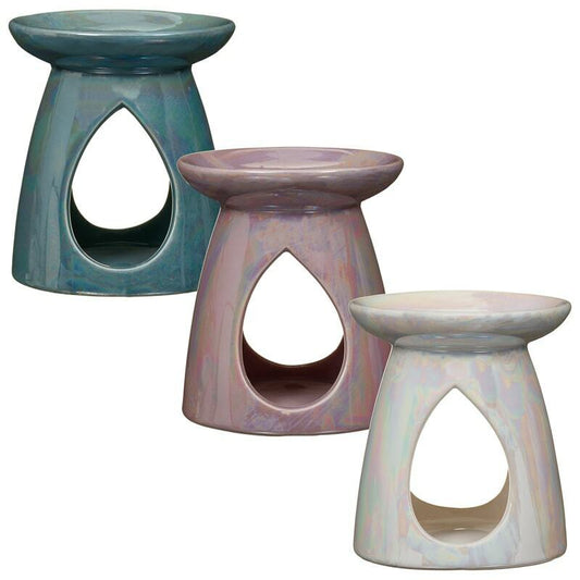 13cm Tall Ceramic Pearlised Fragrance Oil Wax Melt Burner Tealight Candle Holder