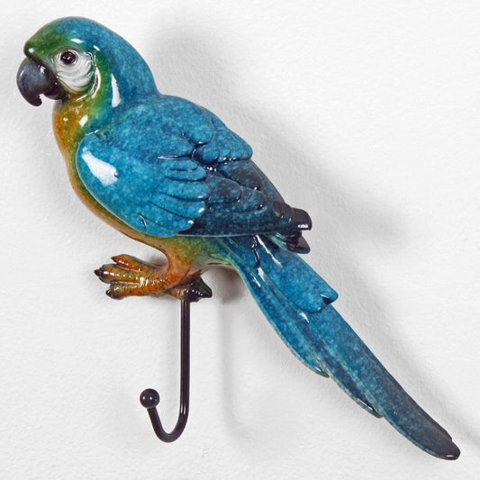 Parrot Wall Hook Tropical Bird Keys Coat Scarf Hanger Enamel Painted Home Decor