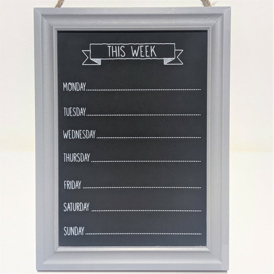 Chalk Board Week Days Meal Menu Planner Events Notes Kitchen Organiser Plaque