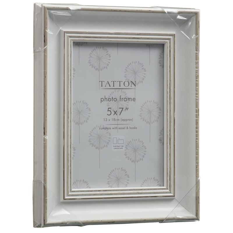 5 X 7 Inch Tatton Cream White Vintage Distressed Wooden Photo Picture Frame 