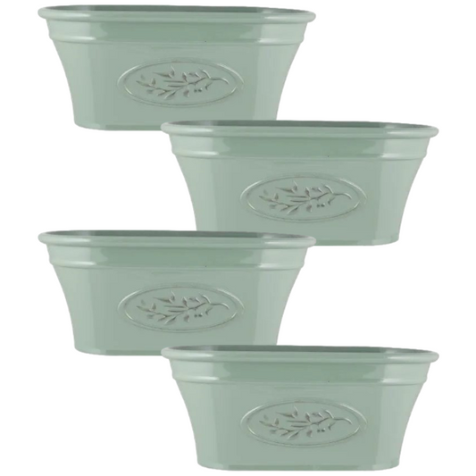 4Pcs Garden Trough Olive Green Plant Pot Bowl Plastic Planter Bowl Trough Pots