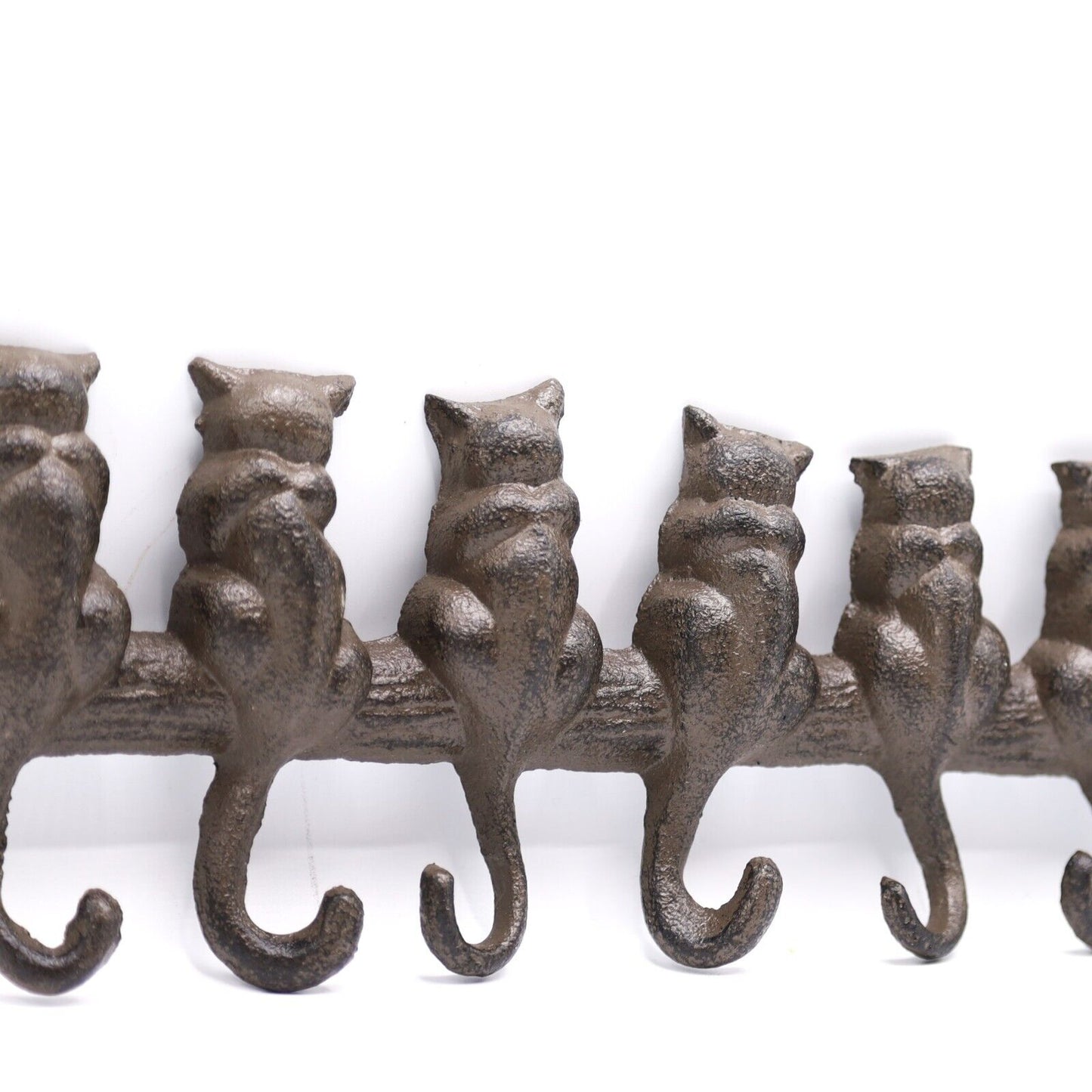 Cast Iron Hook Rustic Vintage Cat Tails 7 Keyhooks Leads Coat Wall Hanger Hook