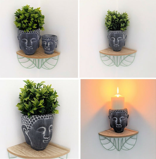 Garden Ornament Plant Pot Planter Buddha Head Zen Decoration Outdoor Indoor