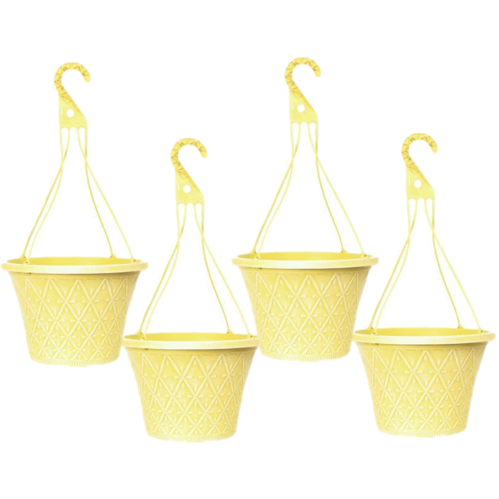 4Pcs 30cm 12 Inch Hanging Basket Yellow Outdoor Planter Decorative Outdoor Pot