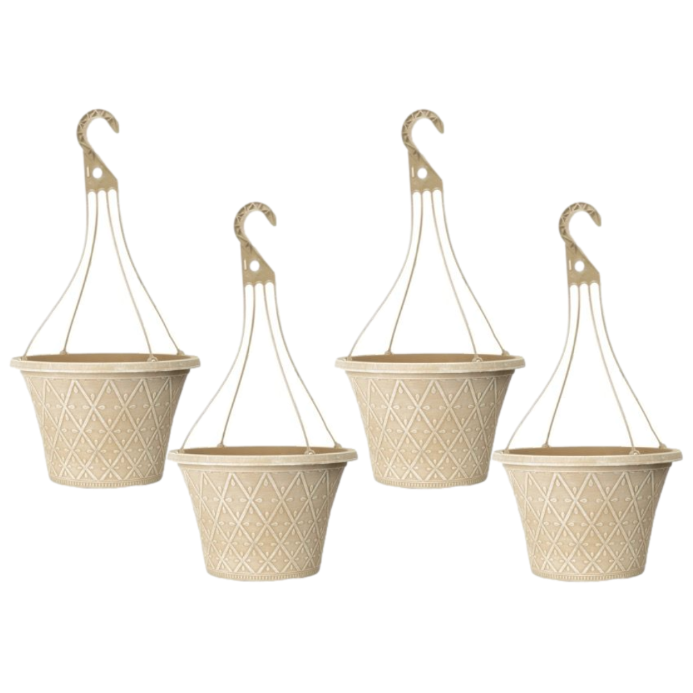 Hanging Baskets 4Pcs 30cm 12 Inch Cream Outdoor Planter Decorative Outdoor Pot