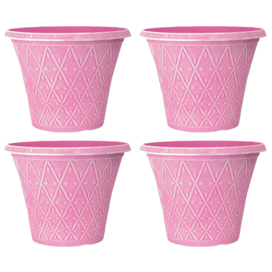 Set of 4 Round 30cm Garden Plant Pot Pink Outdoor Planter 10L Decorative Cover