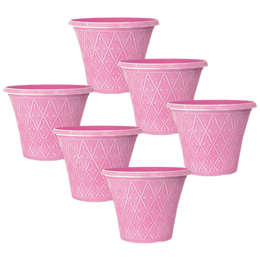 Planter Set of 6 Round 30cm Garden Plant Pot Pink Outdoor 10L Decorative Cover