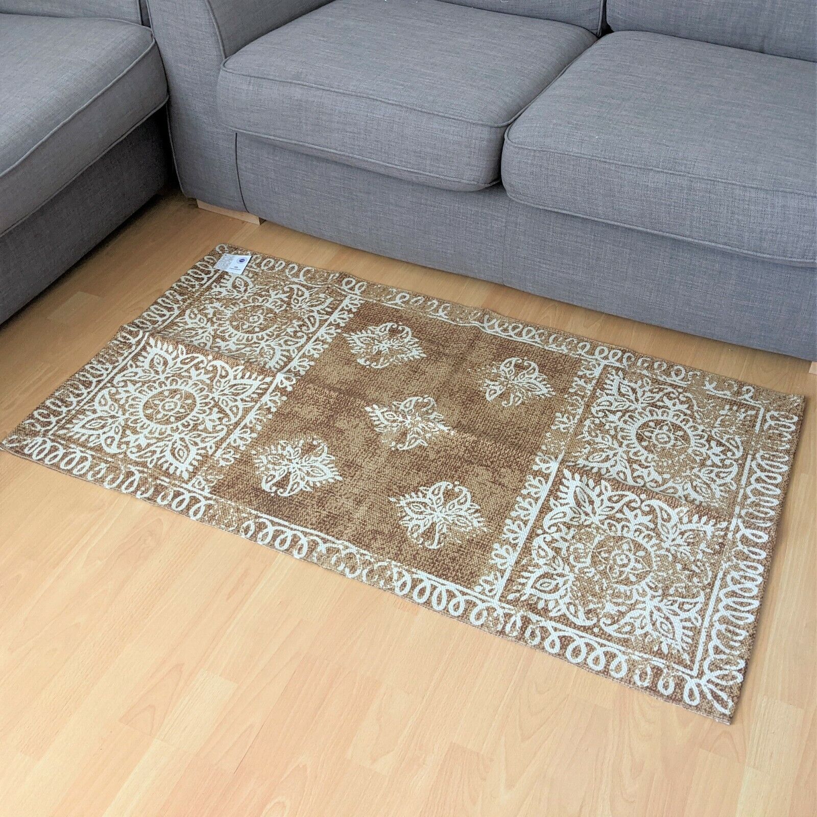 75 x 135cm 100% Cotton Hand Block Printed Floor Dhurrie Rug Ethnic Indian Mat