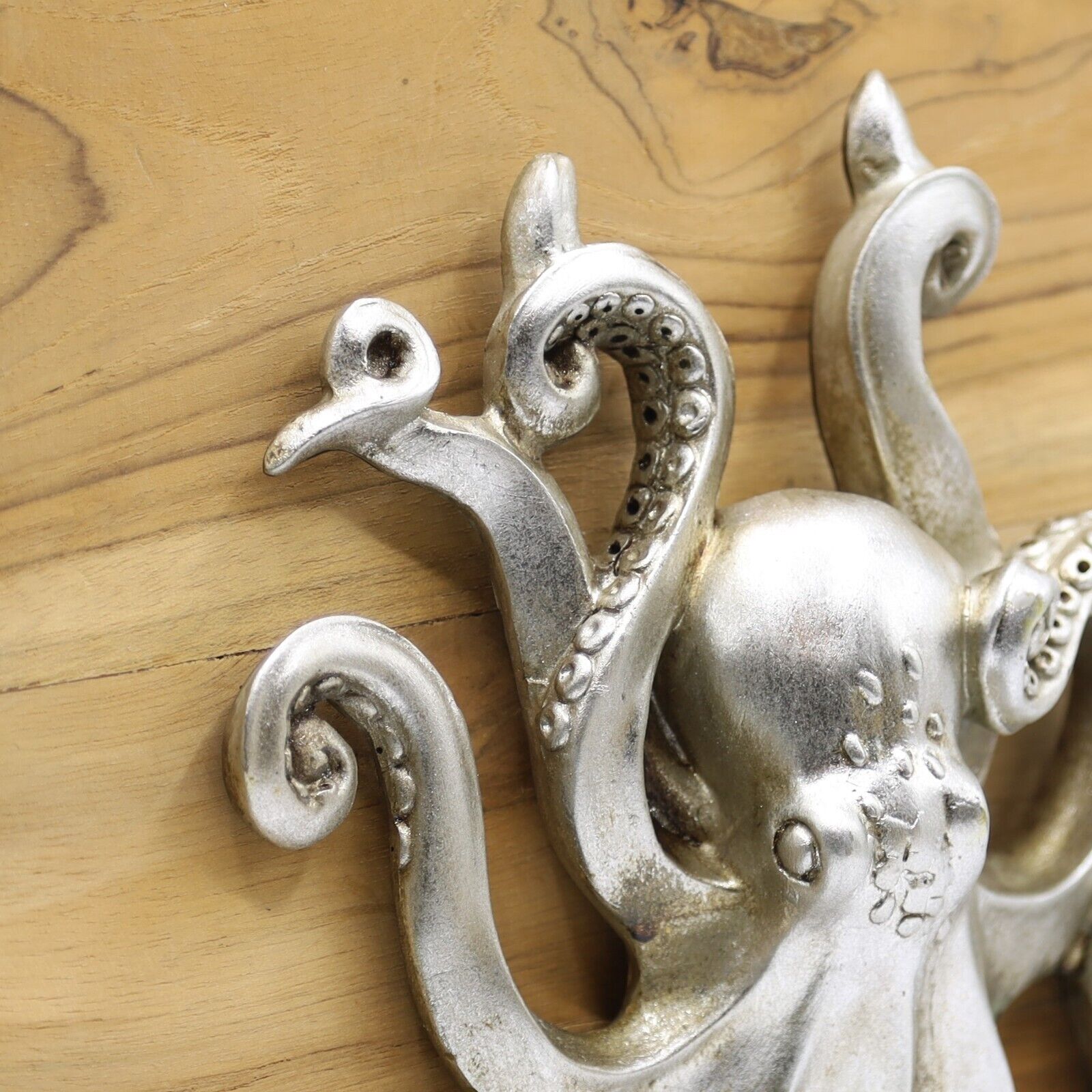 Octopus Silver Resin Wall Hanging Single Hook Coat Scarf Keys Hanger Nautical