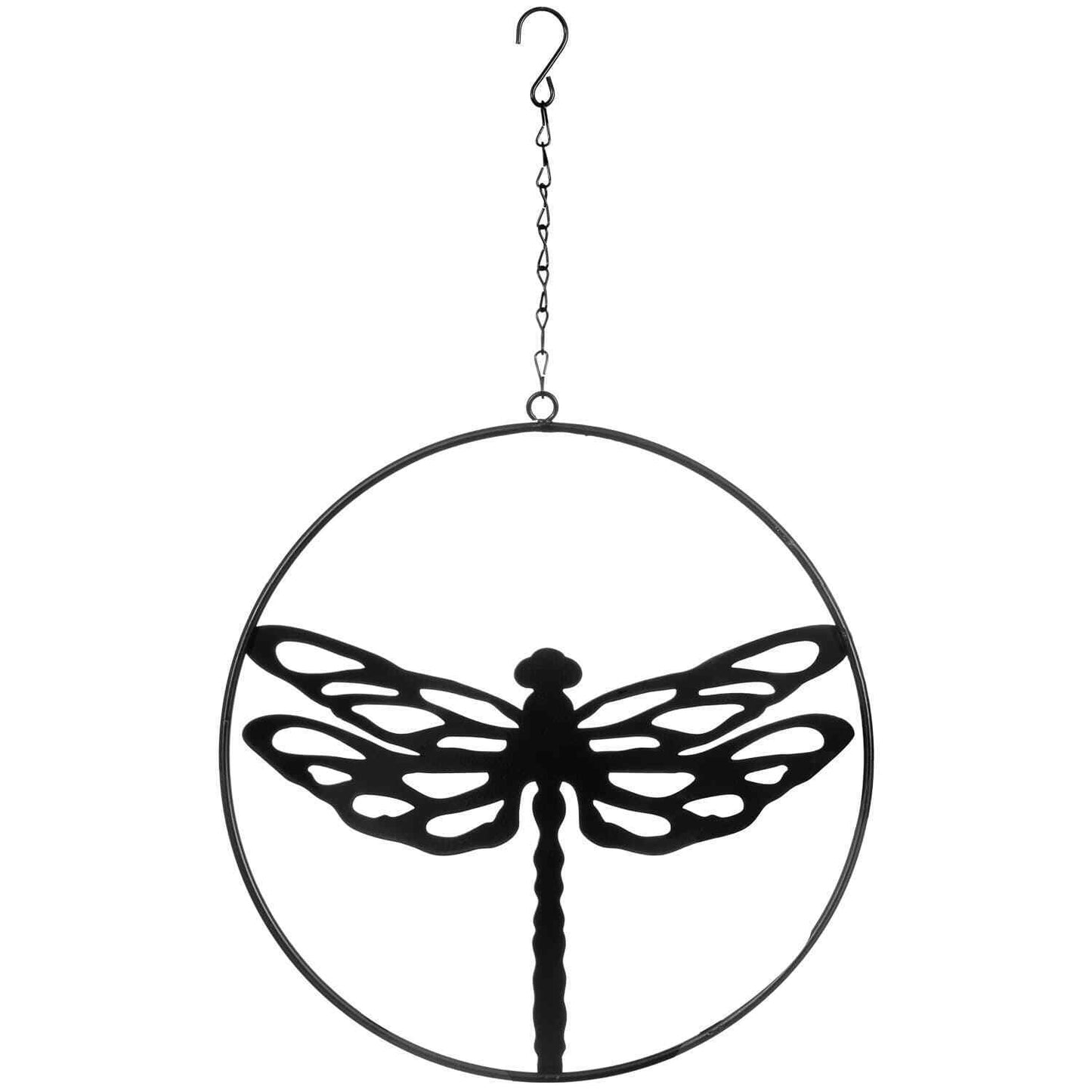 Garden Wall Hanging Black Metal Laser Cut Bee Dragonfly Butterfly Hoops Balck