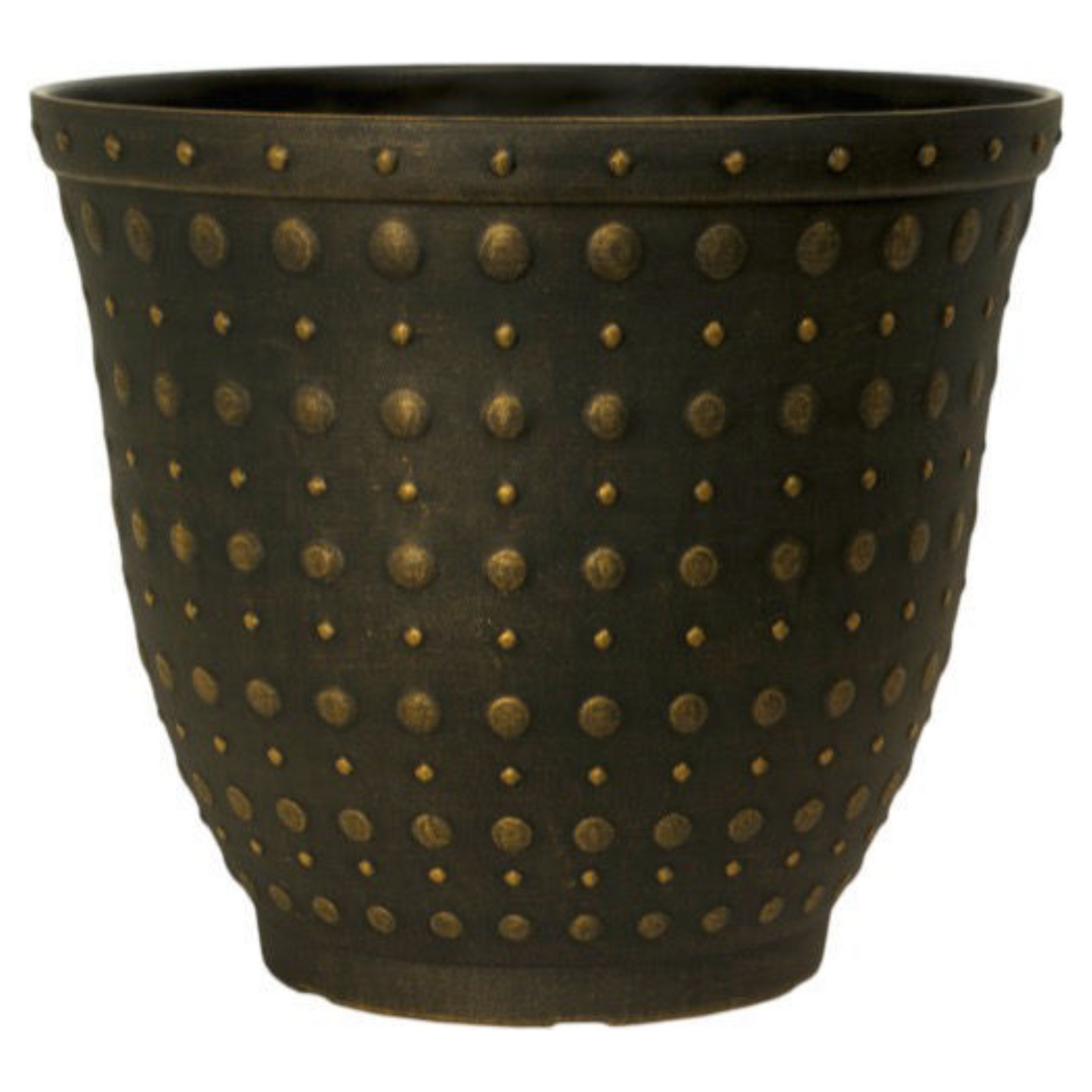 Planter Plastic Hobnail 43cm Black Bronze Effect 33L Home Garden Plant Pot Decor