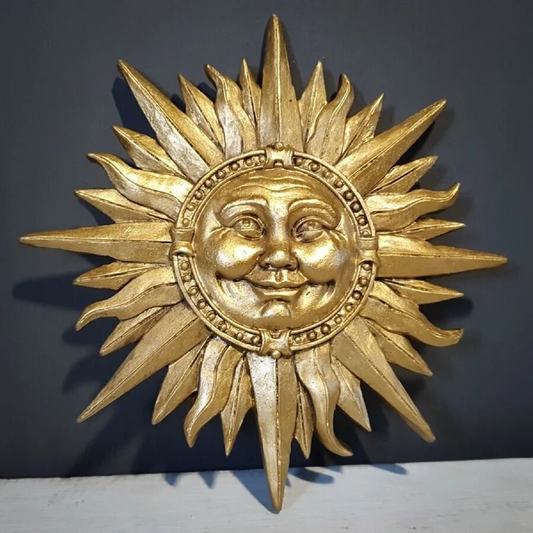 Resin Sun Hanging Wall Plaque Garden Outdoor Home Statue Decor Vintage Ornament