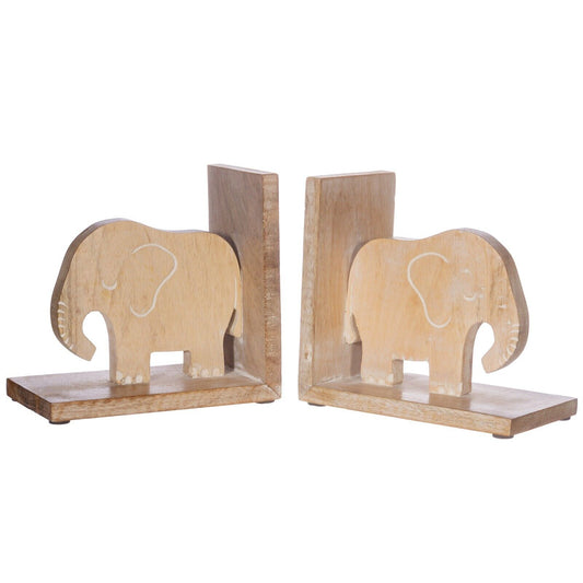 Elephant Wooden Hand Carved Bookends Animal Jungle Theme Nursery Decor Book Ends