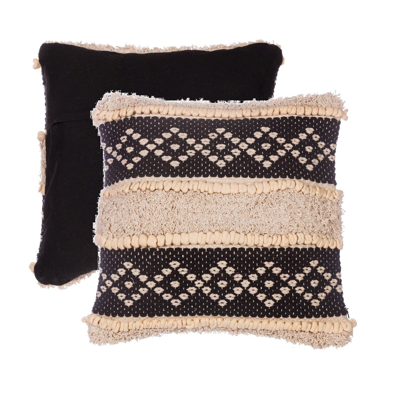 2Pcs Knitted Filled Diamond Cushion 40x40cm Luxury Bohemian Sofa Cushions Black