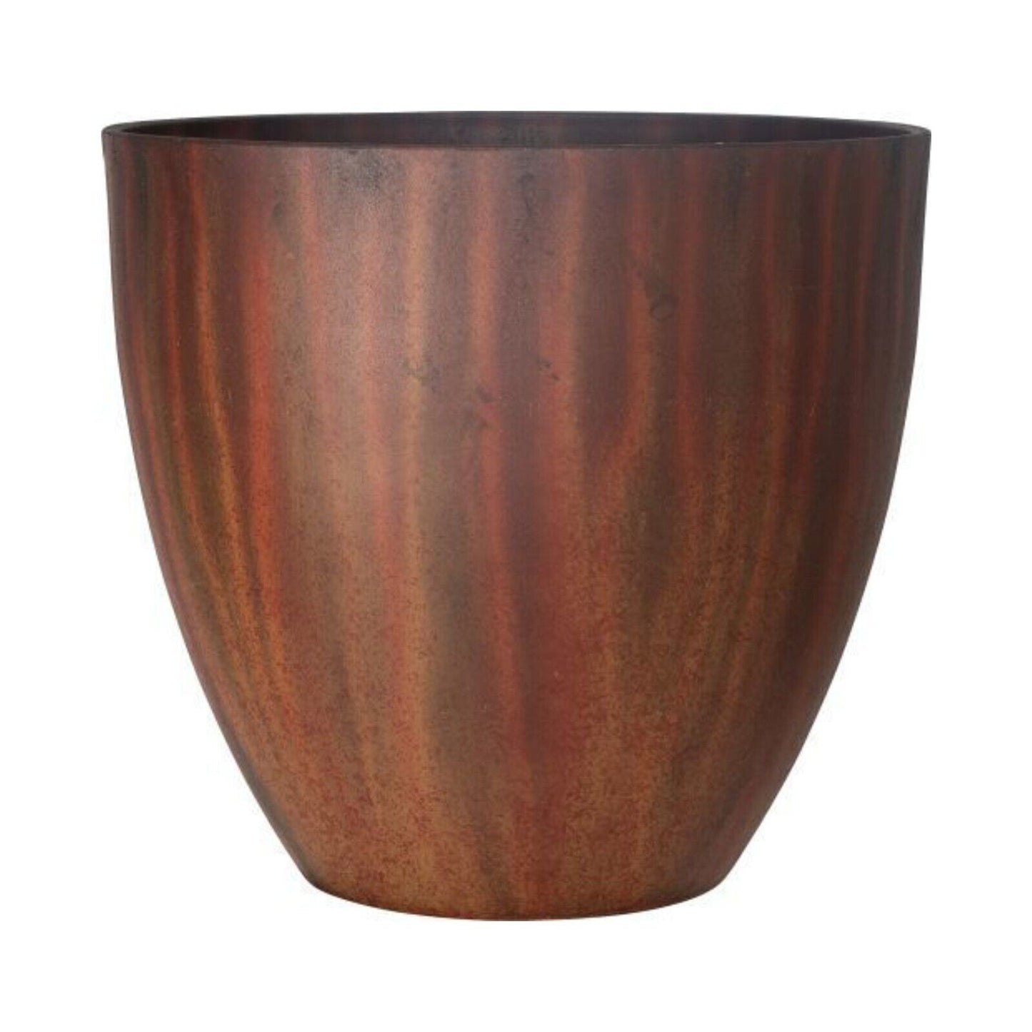 Round Plastic Plant Pot Natural 33cm Burnt Finish Planter 18L Garden Patio Decor