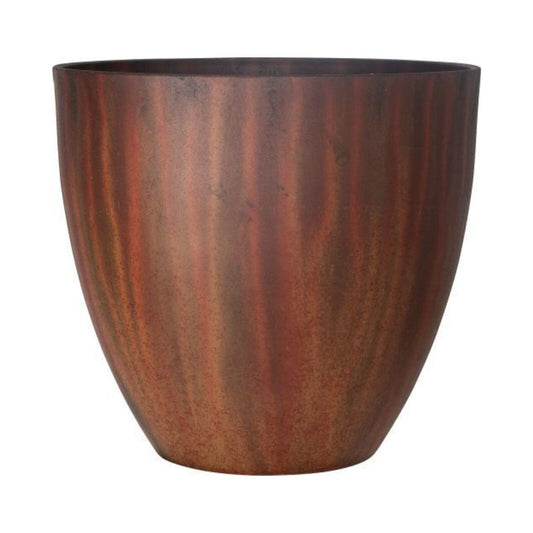 Round Plastic Plant Pot Natural 33cm Burnt Finish Planter 18L Garden Patio Decor