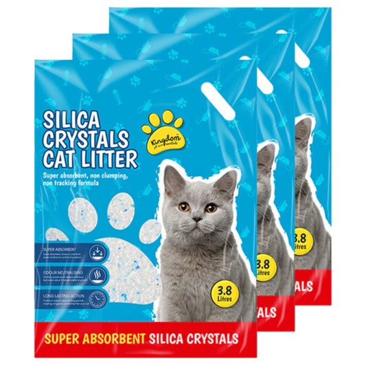 3Pc Silica Crystals Cat Litter 3.8L Comfort Non Clumping Natural & Biodegradable