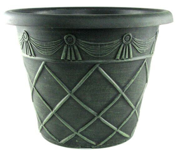 Planter Set of 2 Round 34cm Garden Plant Pot Roman Verdigris Flower Outdoor Deco