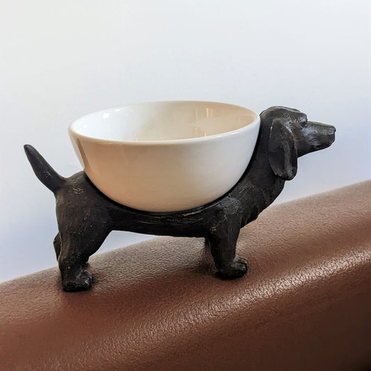 Dog Nibbles Food Snacks Serving Dish Bowl Animal Figurine Home Decor Gift