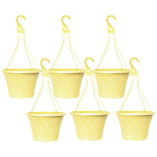 6Pcs 30cm 12 Inch Hanging Basket Yellow Outdoor Planter Decorative Outdoor Pot