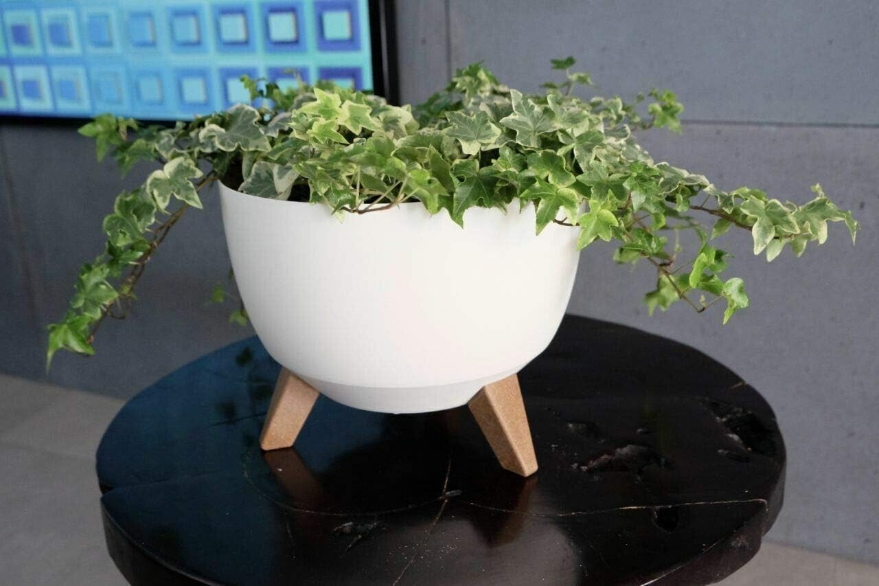 40cm Large White Bowl Planter Plant Pot Cover Stand Legs Indoor Outdoor Garden