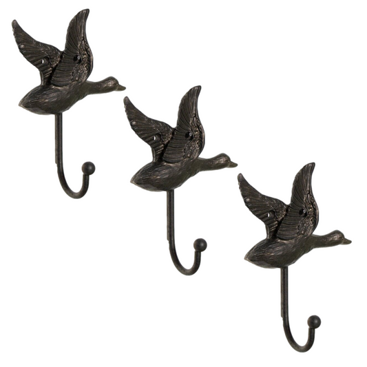 3PC Metal Duck Flying Vintage Birds Hook Leads Coat Keys Wall Hanger Hook Single