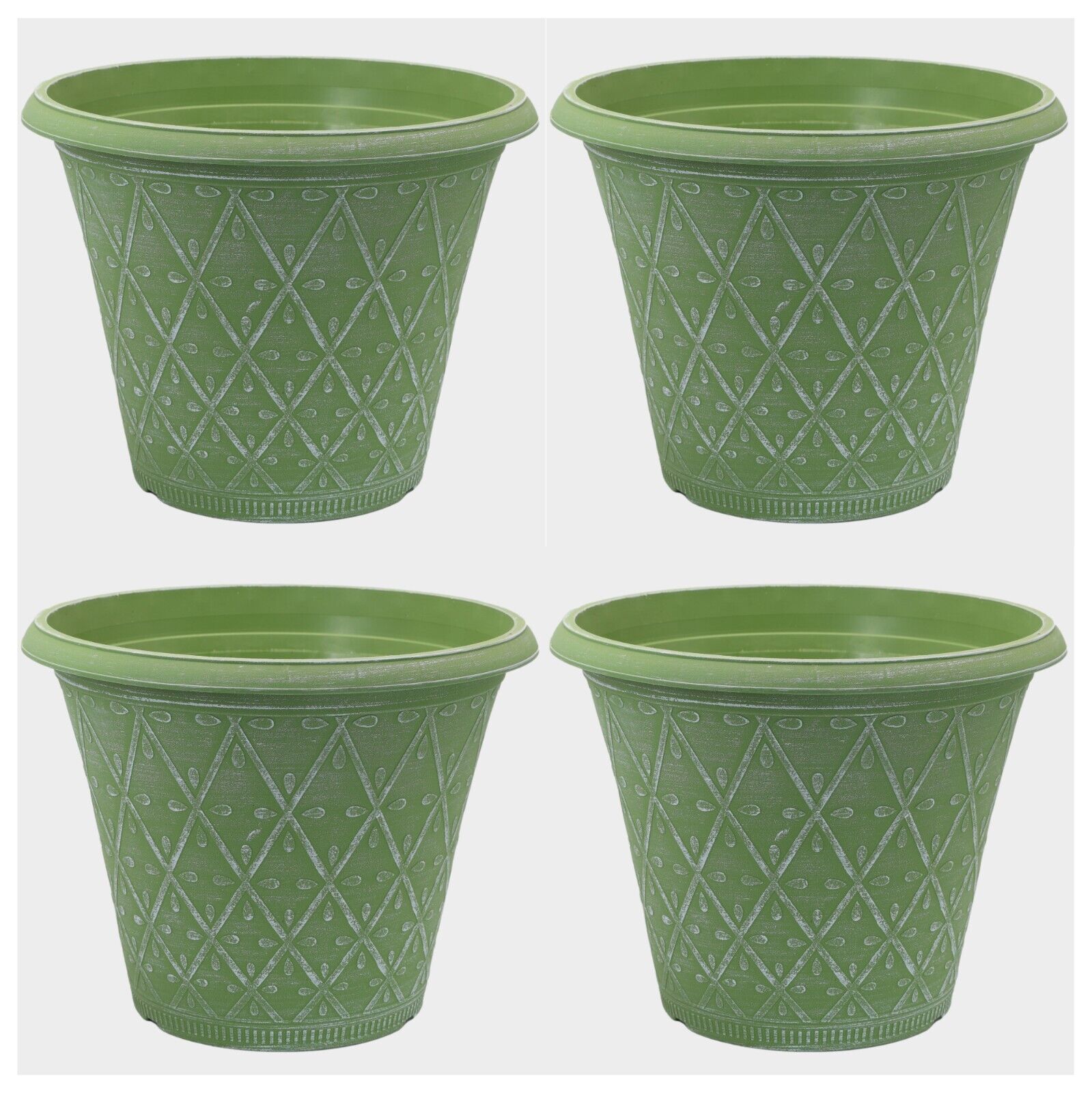 Planter Set of 4 Round 30cm Garden Plant Pot Moss Green Outdoor Decorative Cover