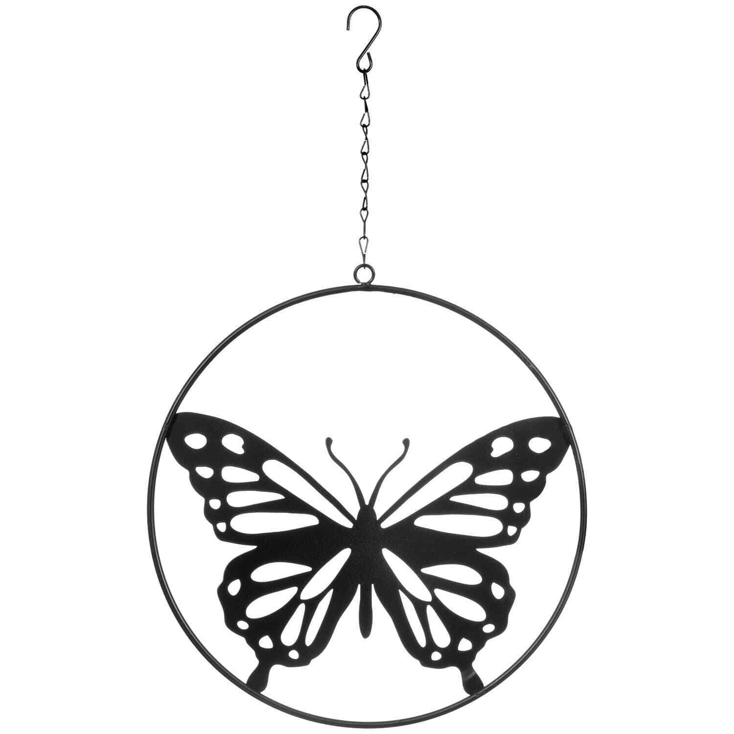 Garden Wall Hanging Black Metal Laser Cut Bee Dragonfly Butterfly Hoops Balck