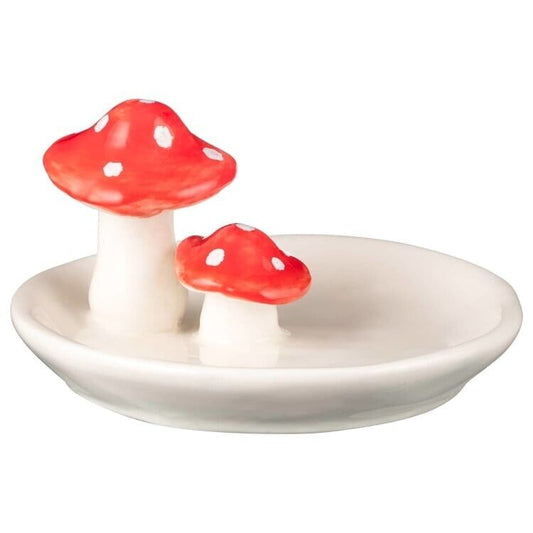 Ceramic Red & White Mushroom Trinket Tray Jewlery Keys Small Essentials Holder