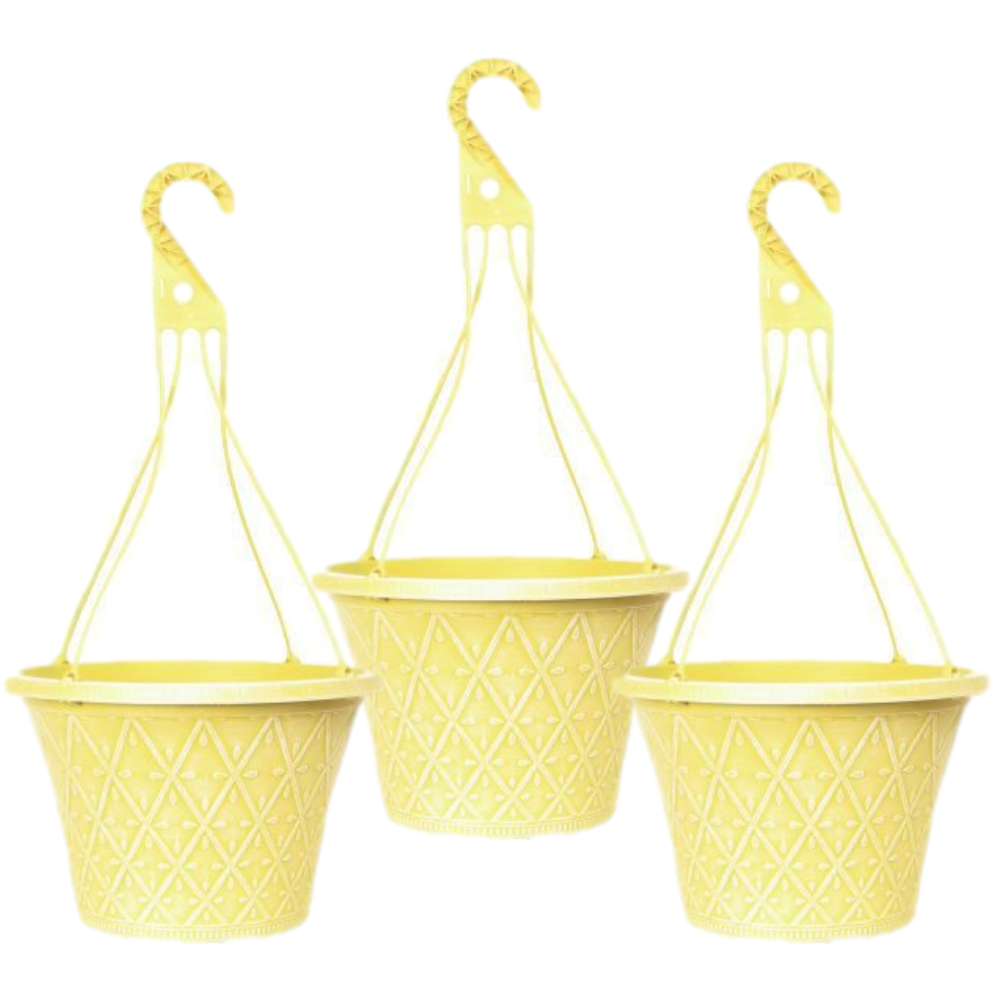 3Pcs 30cm 12 Inch Hanging Basket Yellow Outdoor Planter Decorative Outdoor Pot