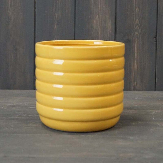 13cm Yellow Plant Pot Honey Bee Hive Design Planter Ceramic House Plant Pot