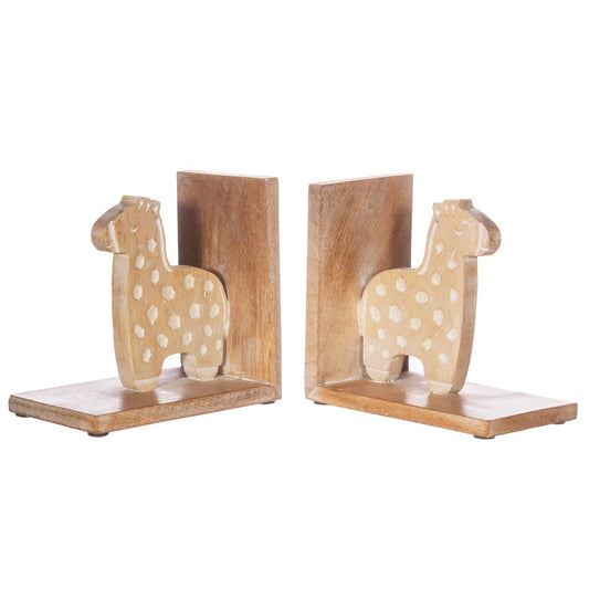 Giraffe Wooden Hand Carved Bookends Animal Jungle Theme Nursery Decor Book Ends