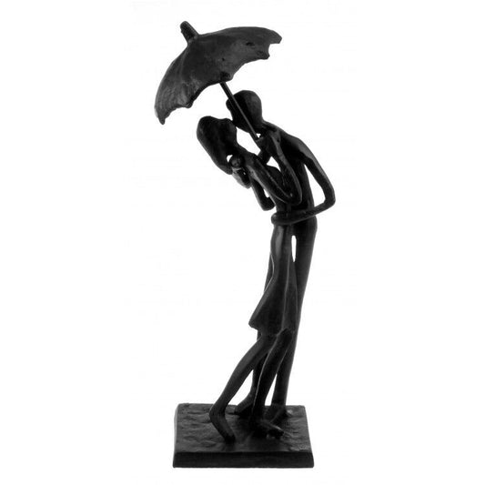 Metal Couple Kissing in the Rain Standing Sculpture Wedding Gift Ornament Decor