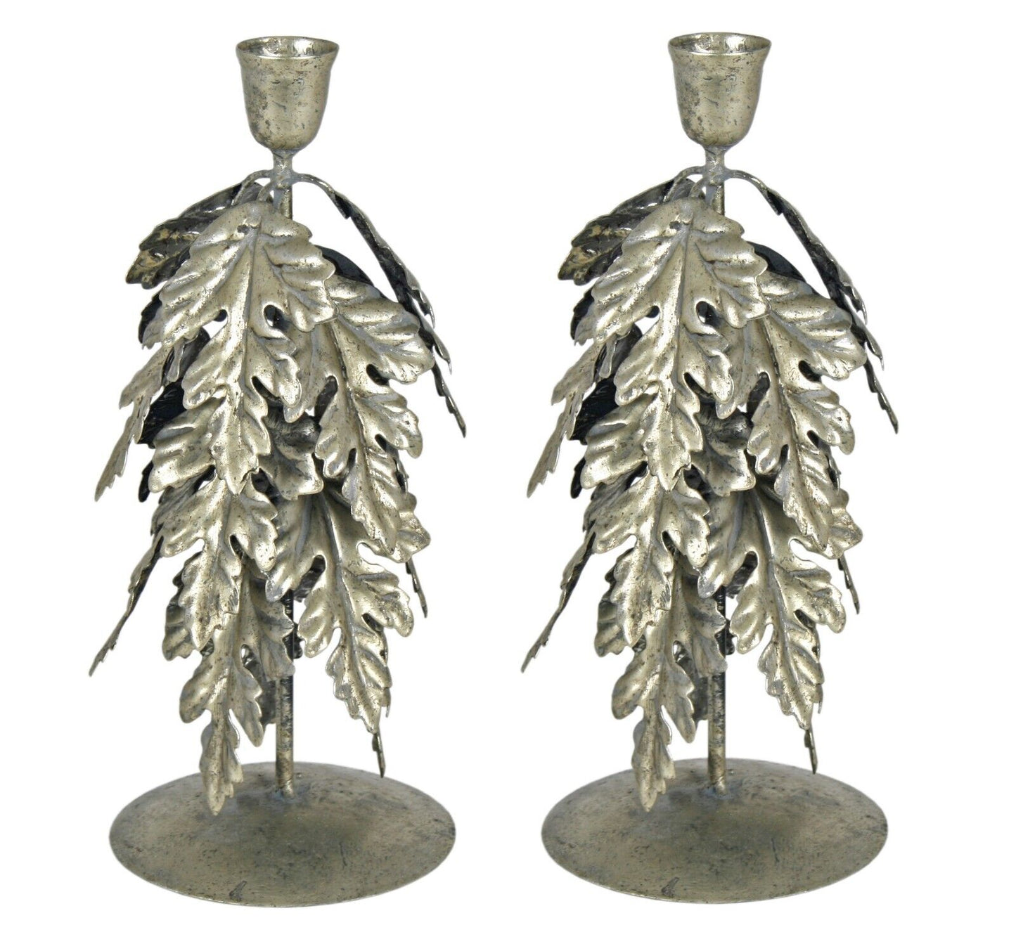 Pair Of Gold Oak Leaf Candle Holders Country Candlesticks Table Home Decor