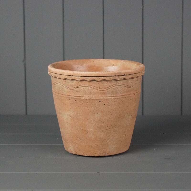 Cement Plant Pot Terracotta Finish 17cm Planter Cover Flowers Herbs