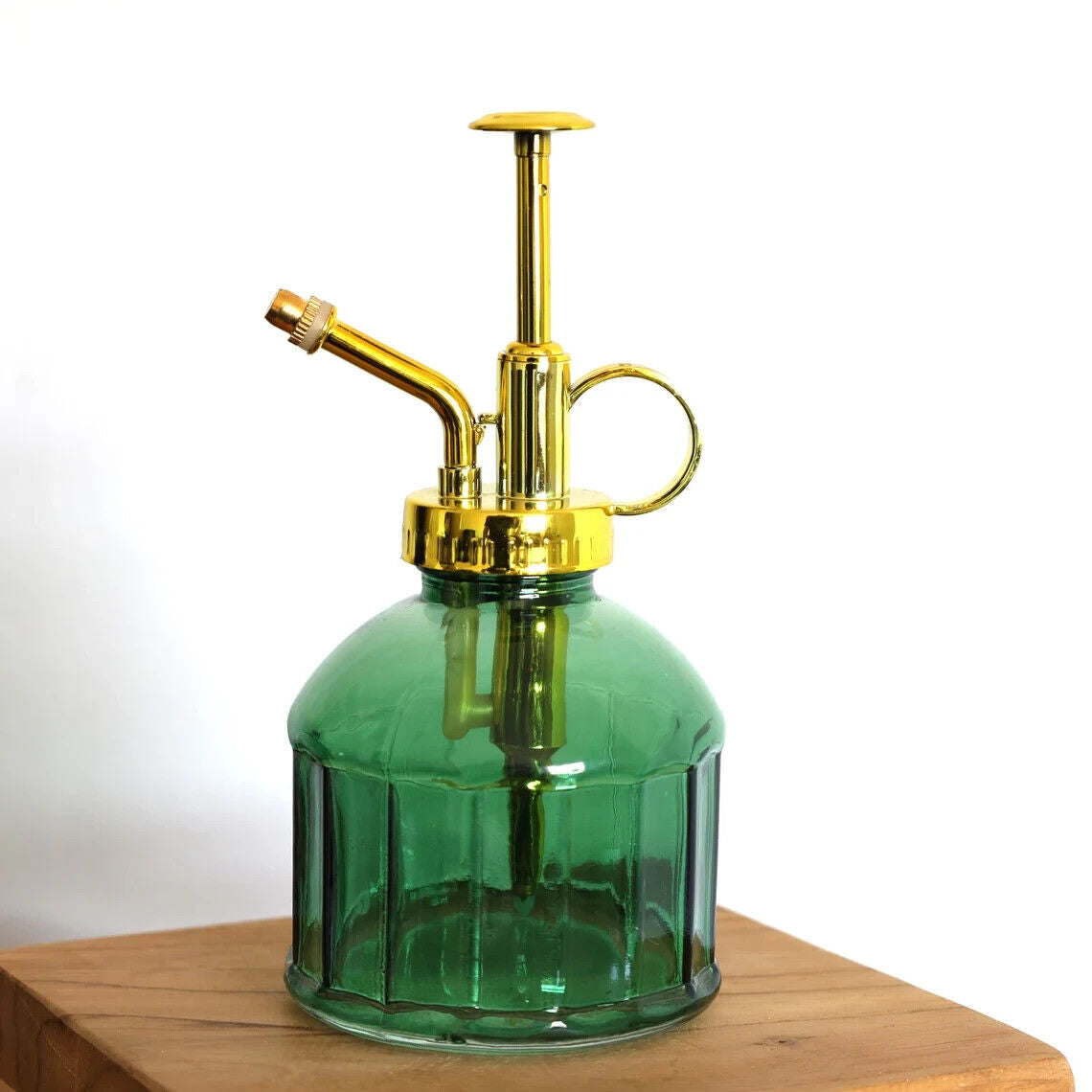 Green Glass Plant Mister Atomizer Plant Indoor Spray Botanical Retro Gold Mister