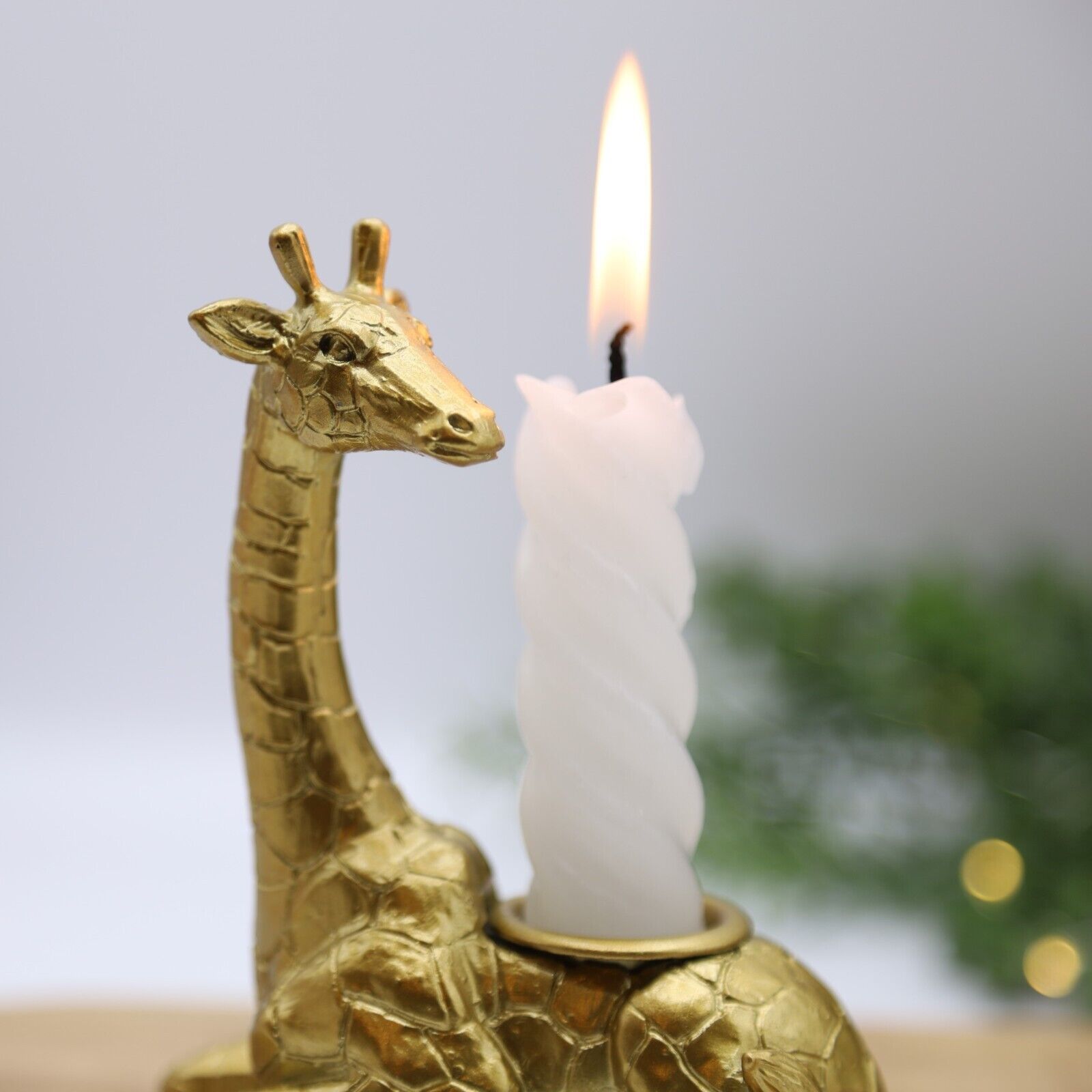 Gold Giraffe Animal Statue Candlestick Candle Holder Realistic Decor Ornament