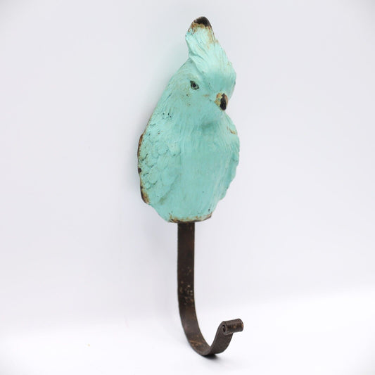 Blue Vintage Rustic Parrot Bird Shaped Coat Key Hanger Wall Mounted Single Hook