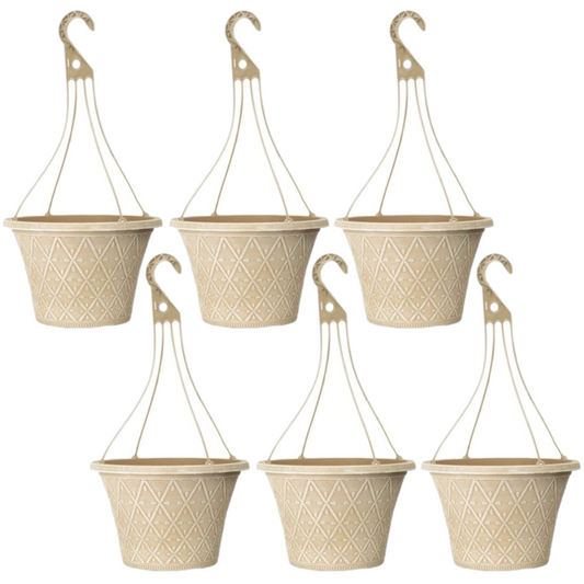 Hanging Baskets 6Pcs 30cm 12 Inch Cream Outdoor Planter Decorative Outdoor Pot