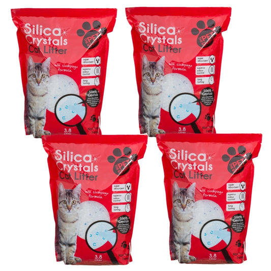 4x 3.8L Silica Crystals Cat Litter Moisture Odour Absorbent Anti Bacterial 