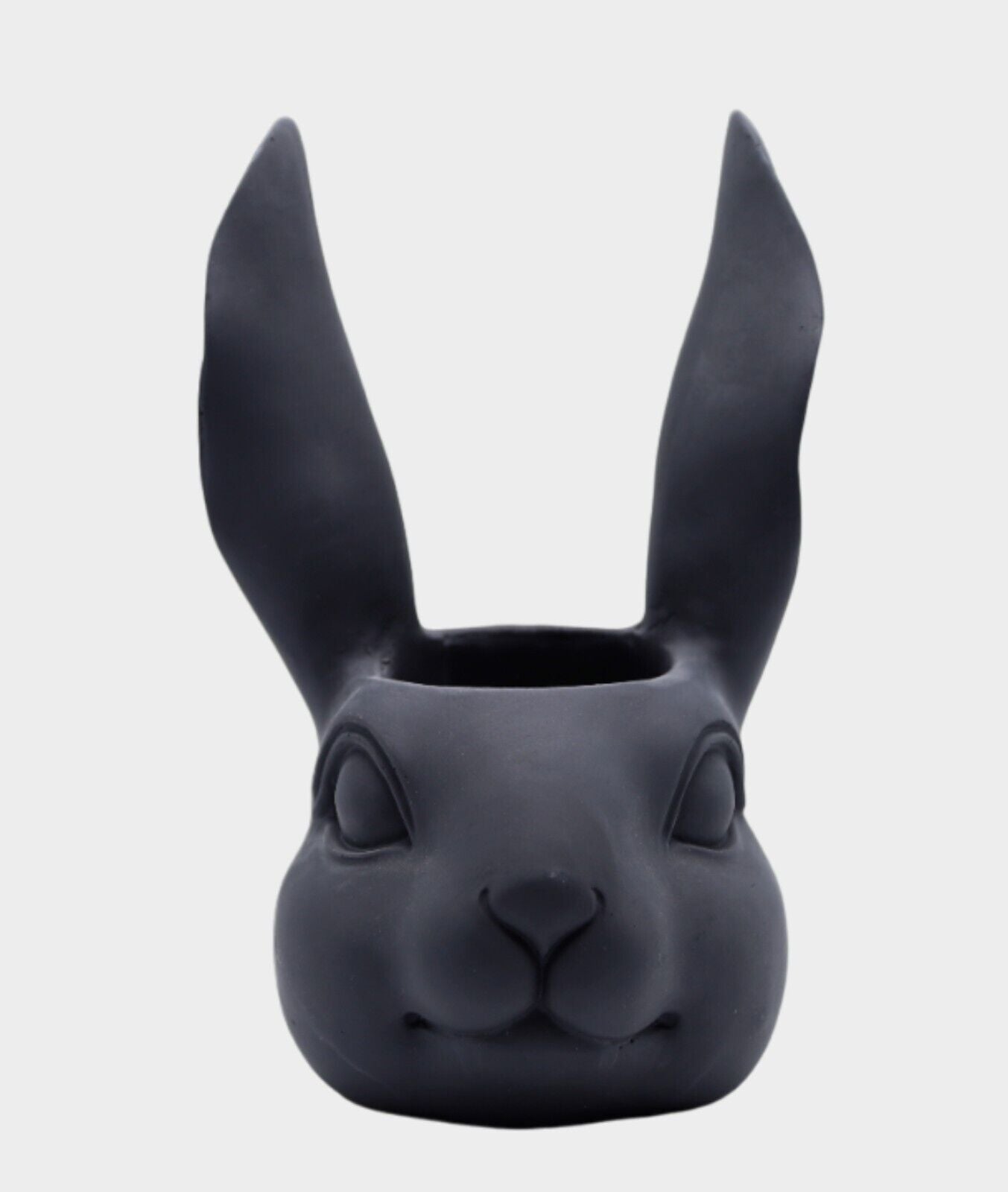 Black Bunny Hare Head Ceramic Shaped Plant Pot Home Garden Decor Animal Planter