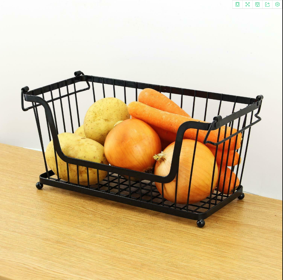 Metal Wire Vegetable Fruit Storage Kitchen Toilet Stackable Caddy Basket Rack 