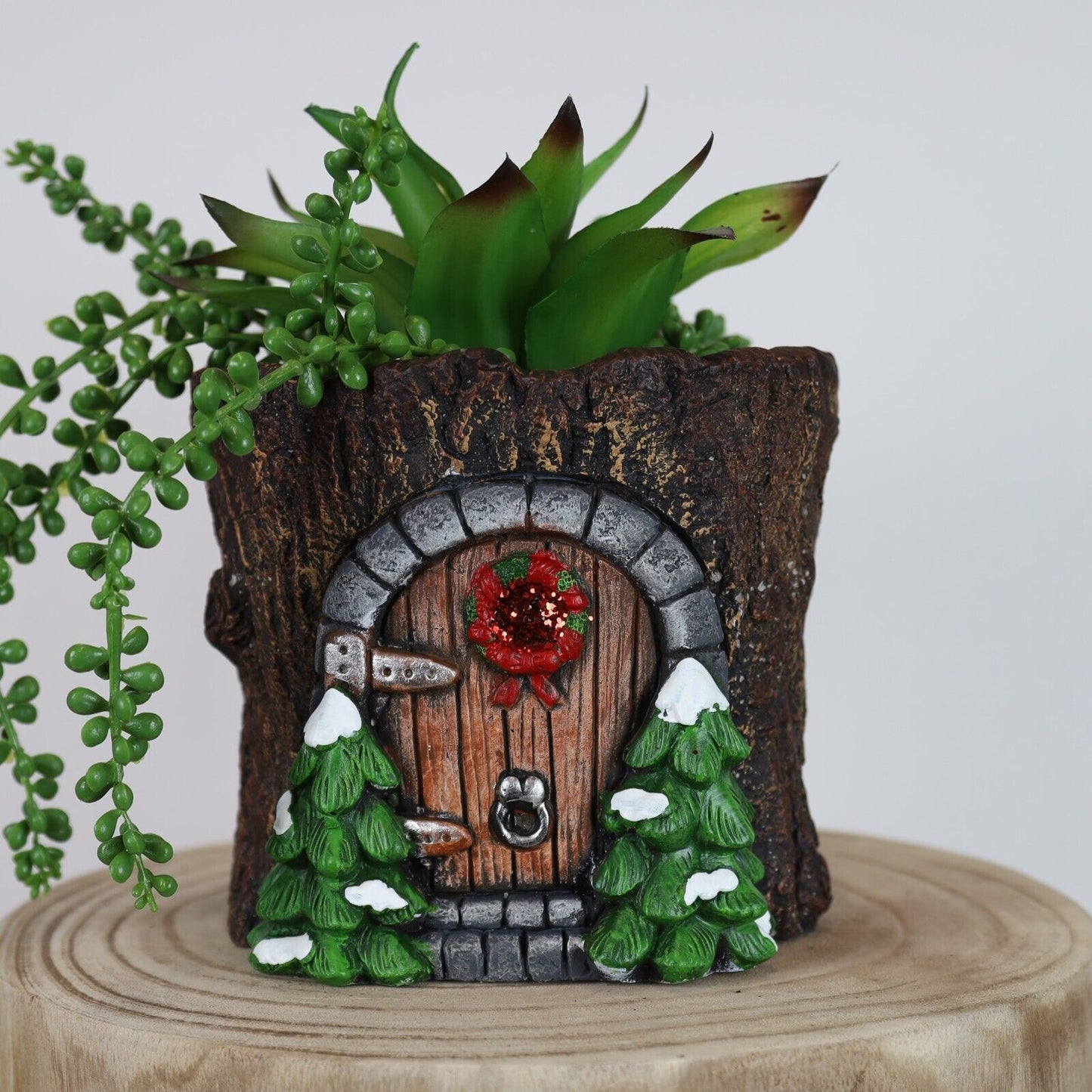 Cement Christmas Fairy House Plant Pot Cover Garden Planter Novelty Ornament