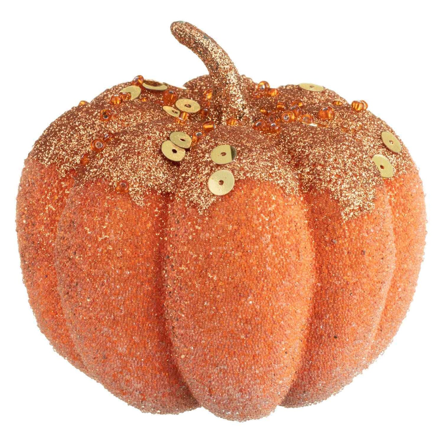 Autumn Harvest Halloween Decor Pumpkins With Gold Stems Glitter Ornaments